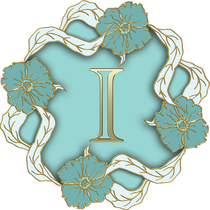 Floral Letter I Design PNG image