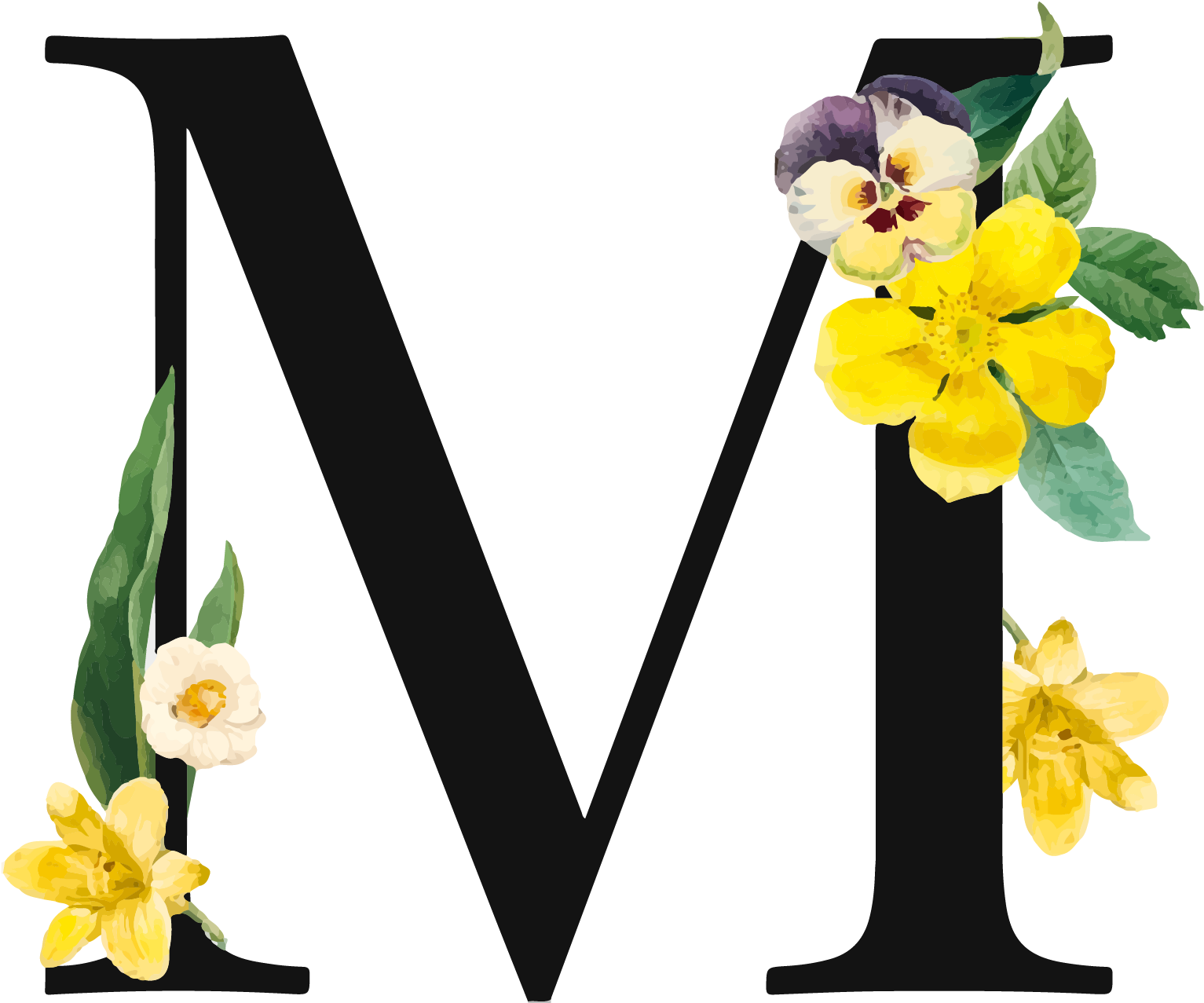 Floral Letter M Design.png PNG image