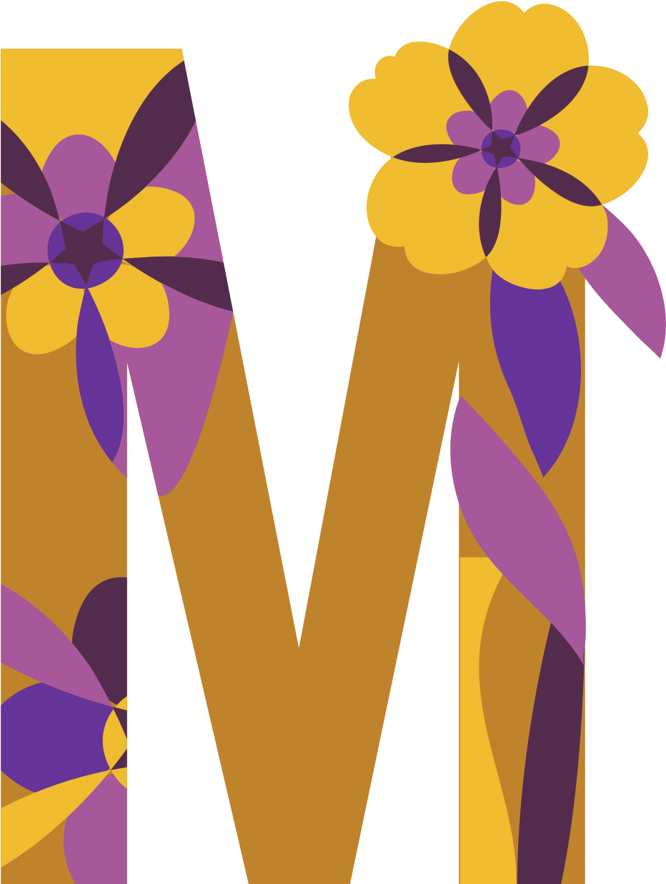 Floral Letter M Illustration PNG image