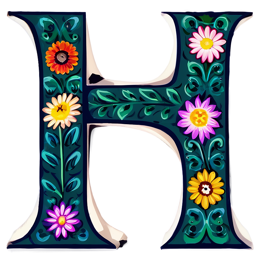 Floral Letter Monogram Png 05062024 PNG image