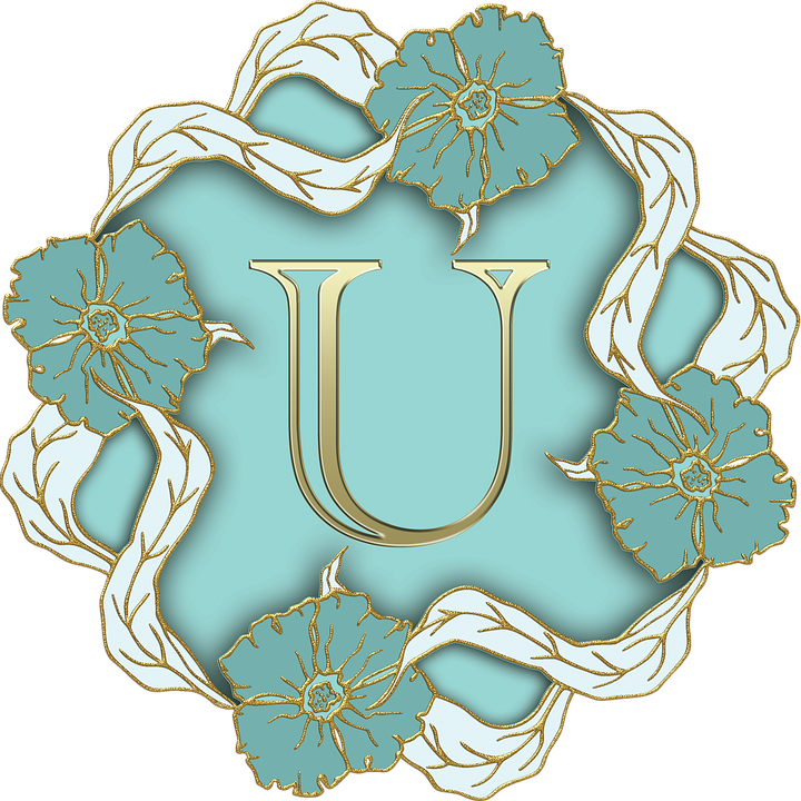 Floral Letter U Design PNG image