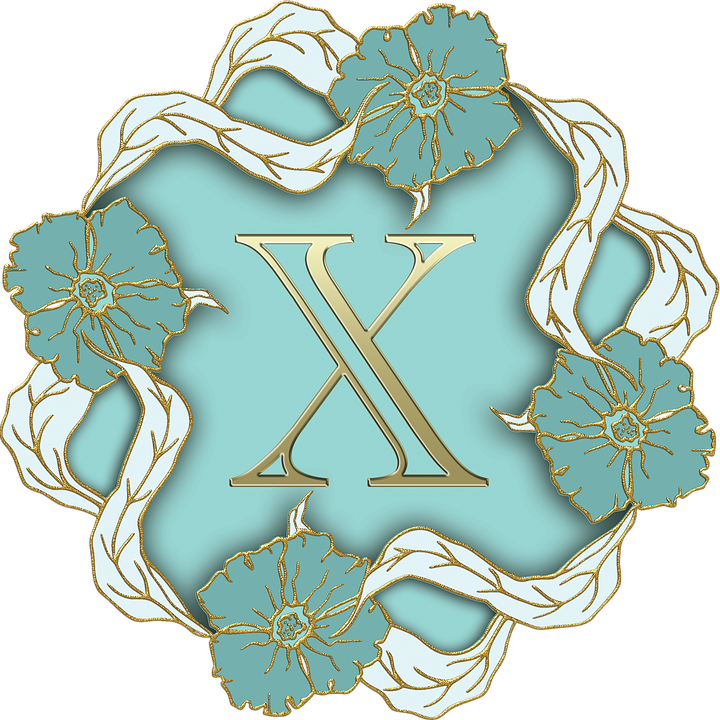 Floral Letter X Design PNG image
