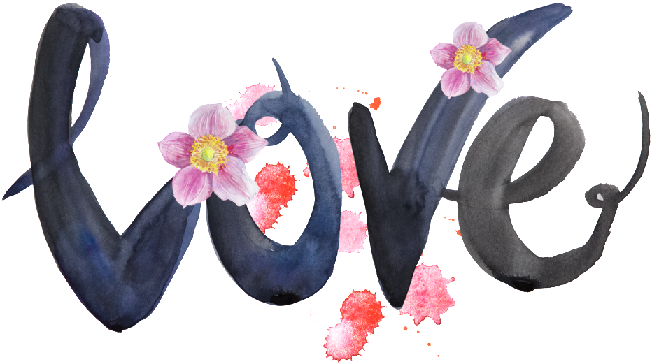 Floral Love Calligraphy PNG image