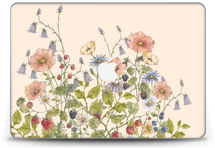 Floral Mac Book Cover Design PNG image