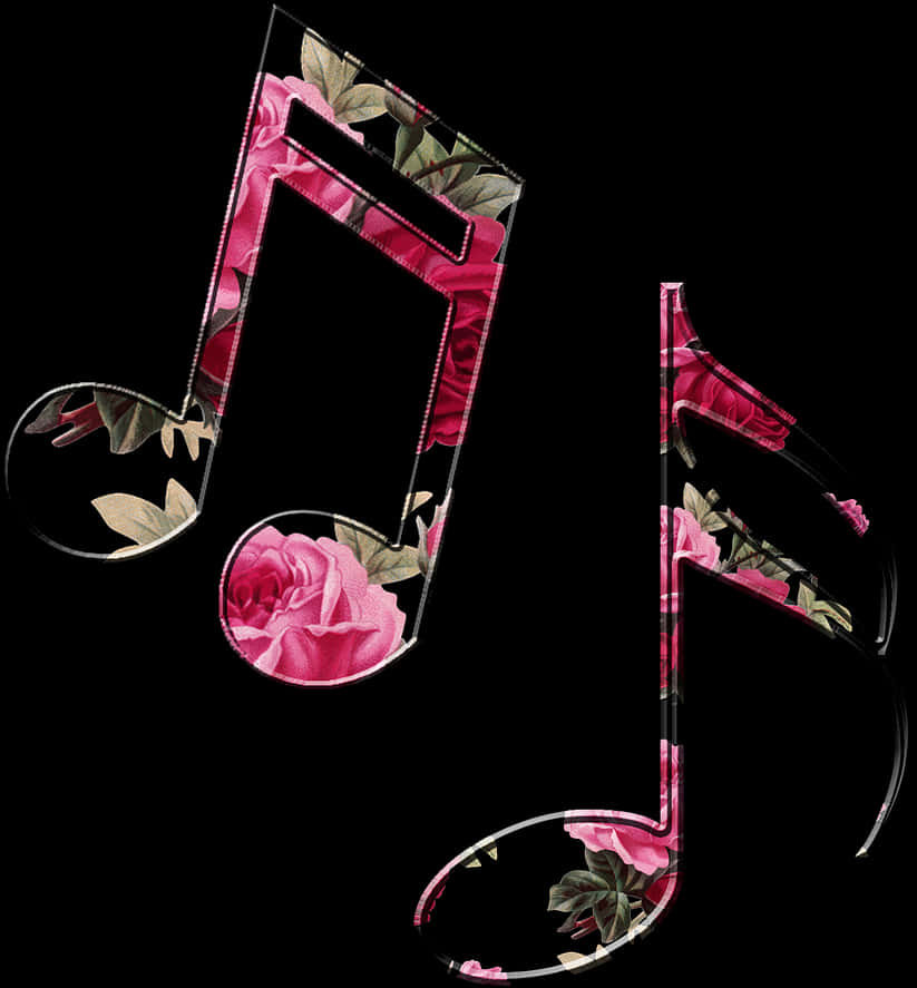 Floral Music Notes Design PNG image