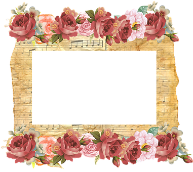 Floral Music Theme Frame PNG image