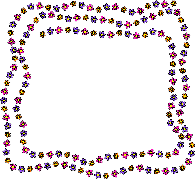 Floral Optical Illusion Frame PNG image