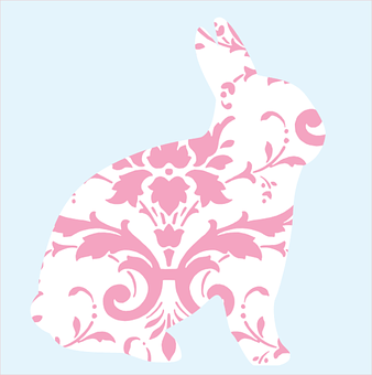 Floral Pattern Bunny Silhouette PNG image
