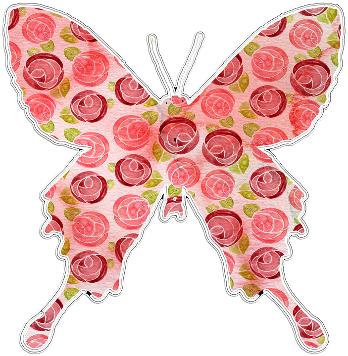 Floral Patterned Butterfly Artwork PNG image