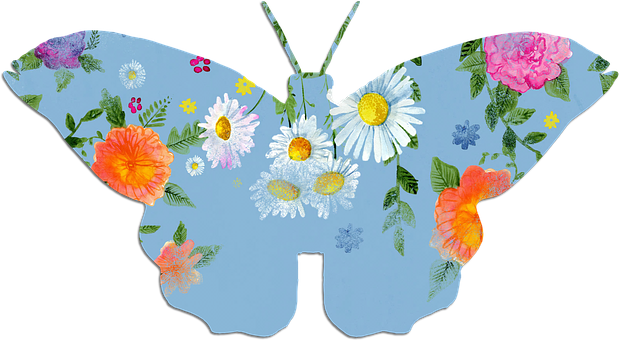 Floral Patterned Butterfly Silhouette PNG image