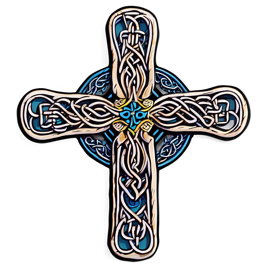 Floral Patterned Celtic Cross Png 06212024 PNG image