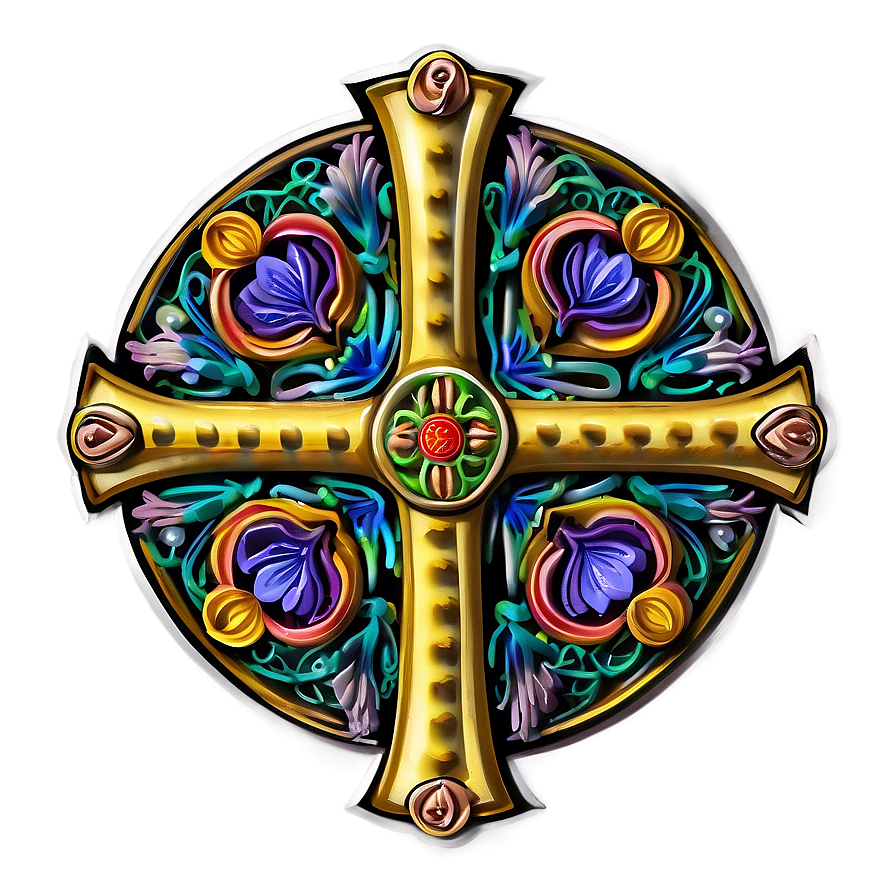 Floral Patterned Celtic Cross Png 63 PNG image