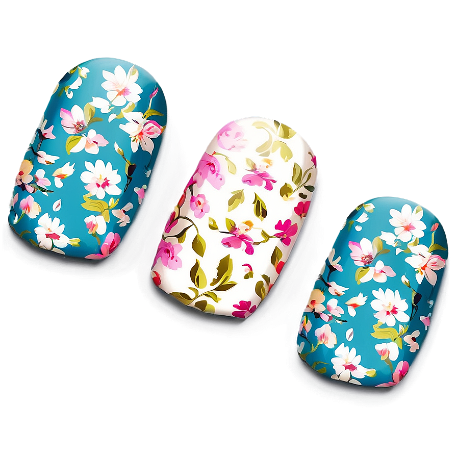 Floral Patterned Fake Nails Png 46 PNG image