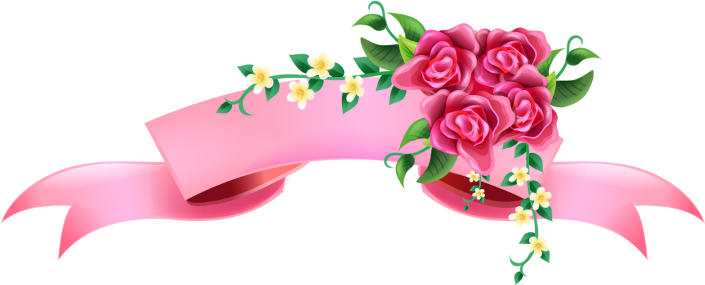 Floral Pink Ribbon Banner Design PNG image