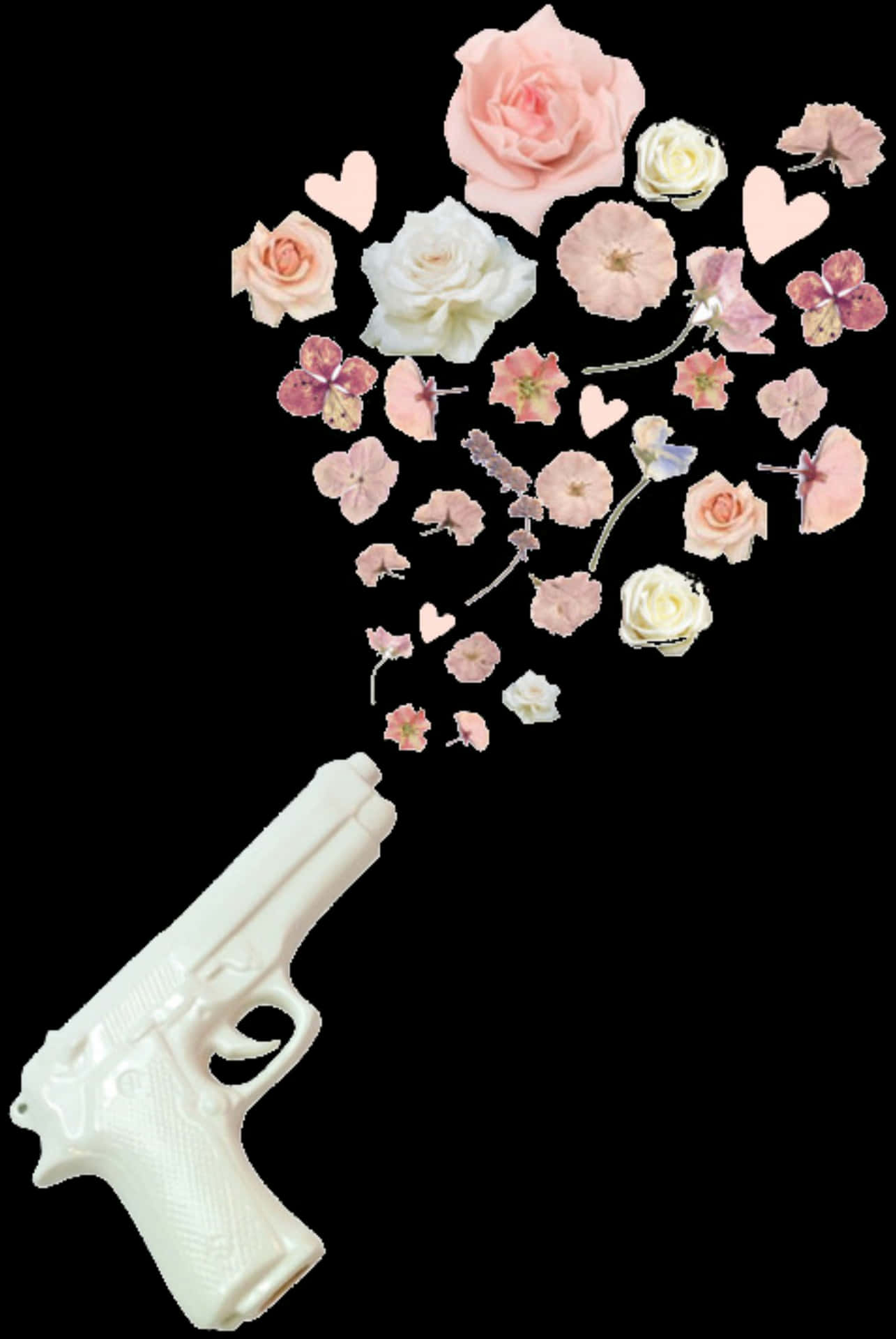 Floral Pistol Aesthetic PNG image