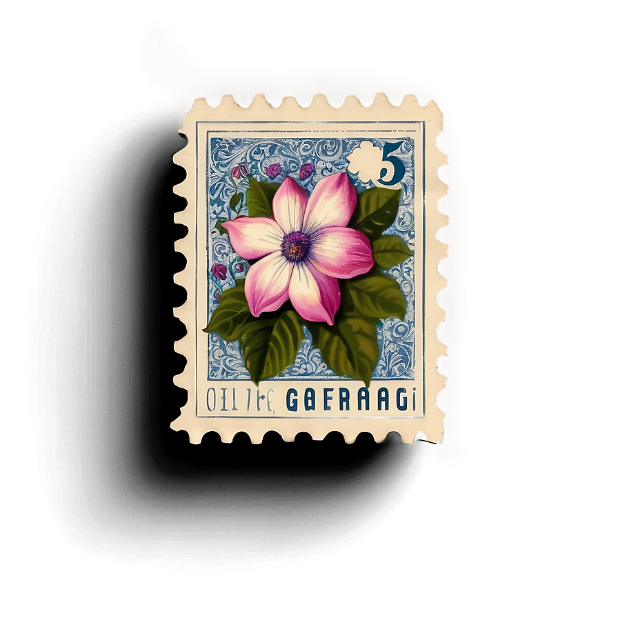 Floral Postage Stamp Art Png Rcq PNG image