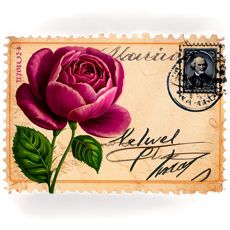 Floral Postcard Stamp Png 06272024 PNG image