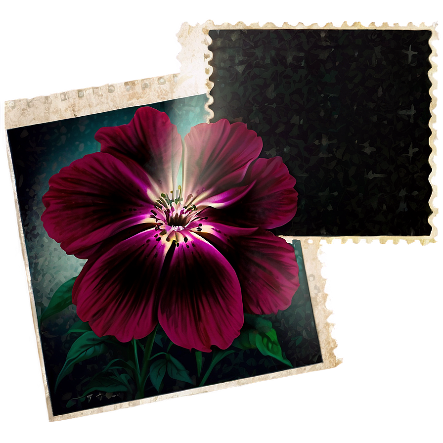 Floral Postcard Stamp Png 06272024 PNG image