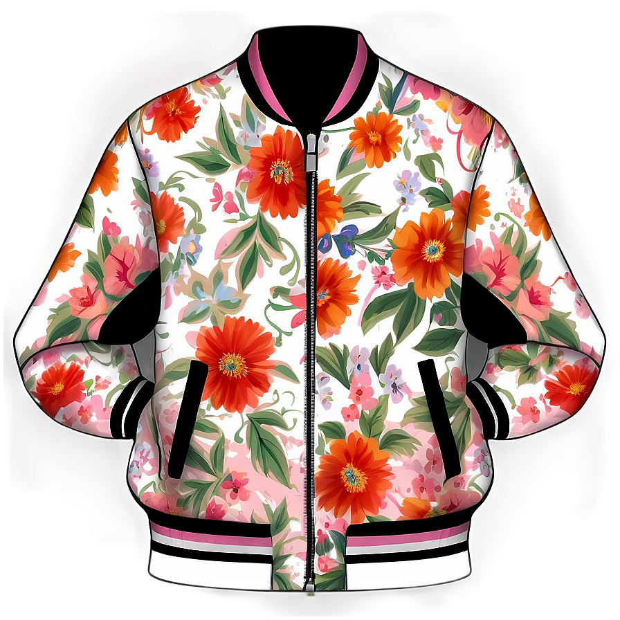 Floral Print Bomber Jacket Png Frr PNG image