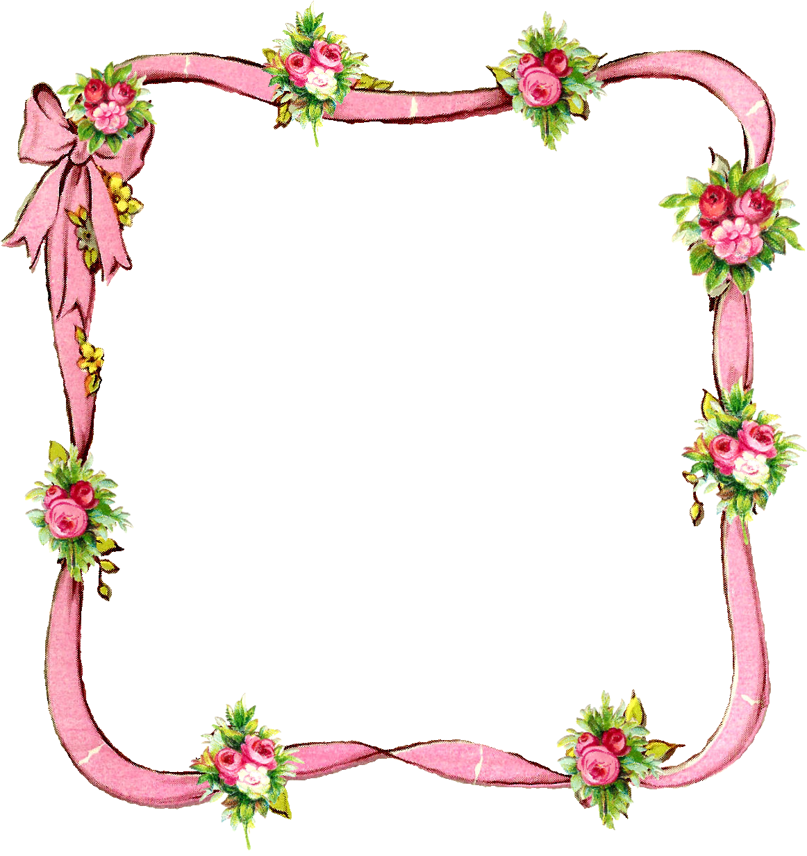 Floral Ribbon Border Design PNG image