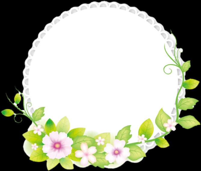 Floral Round Frame Design PNG image
