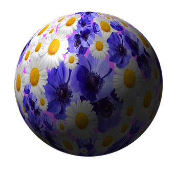 Floral Sphere Artistic Representation PNG image