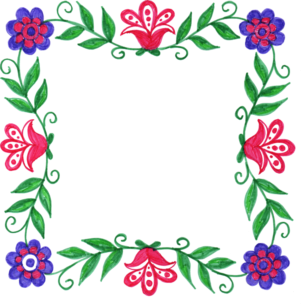 Floral Square Frame Design PNG image