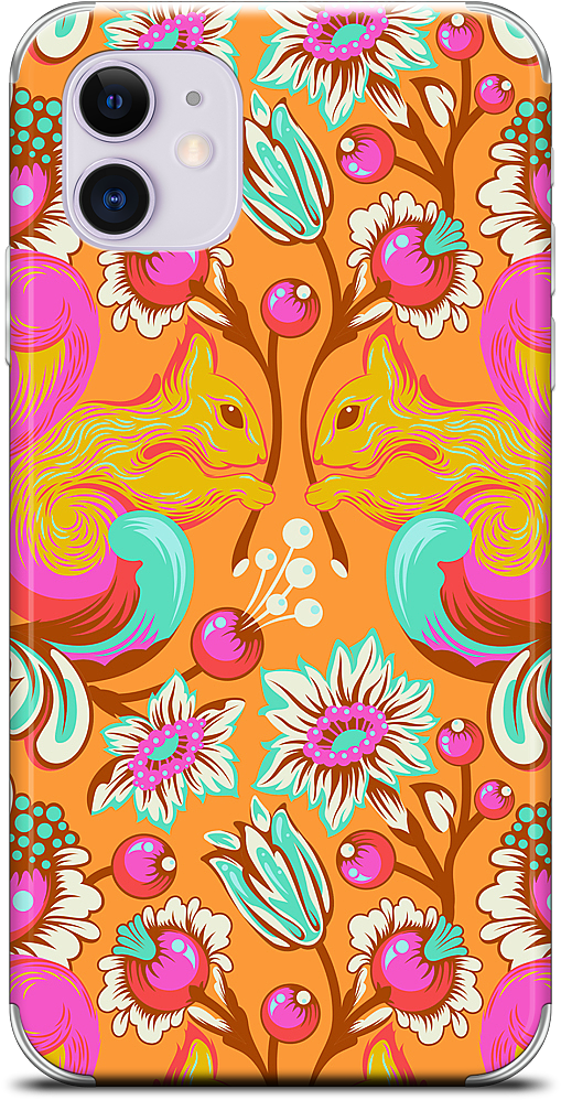 Floral Squirrel Pattern Phone Case PNG image