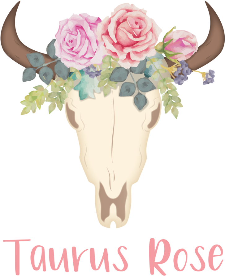 Floral Taurus Skull Illustration PNG image