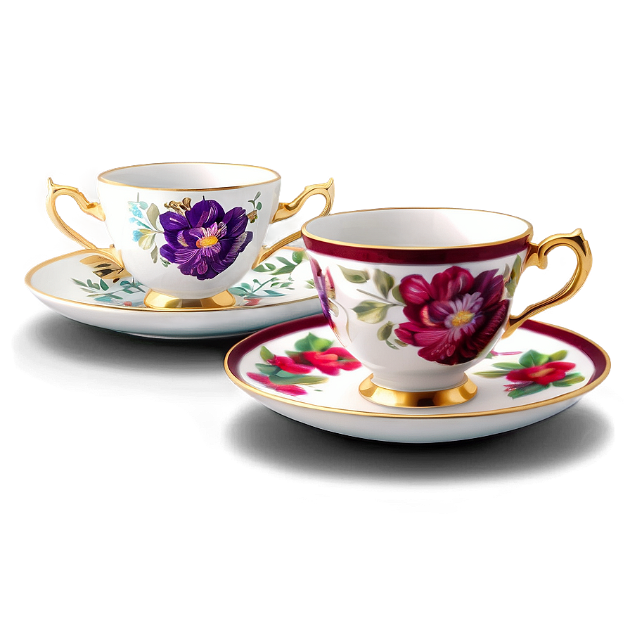 Floral Tea Cup Collection Png Flk PNG image