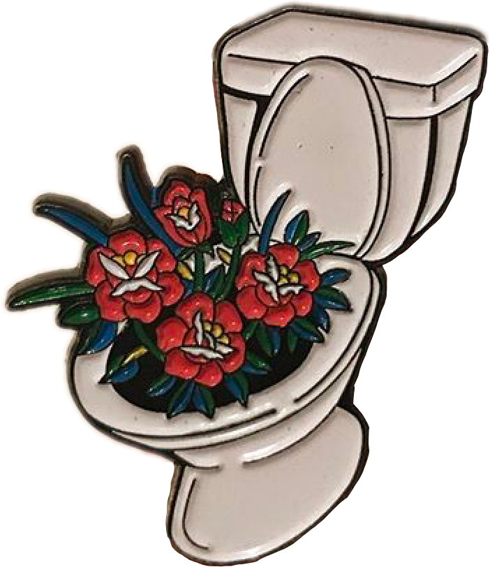 Floral Toilet Aesthetic Pin PNG image