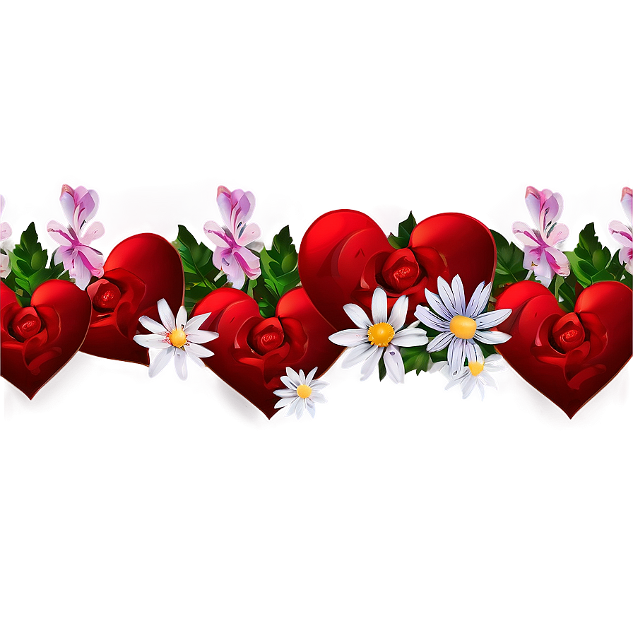 Floral Valentines Day Border Png 06262024 PNG image