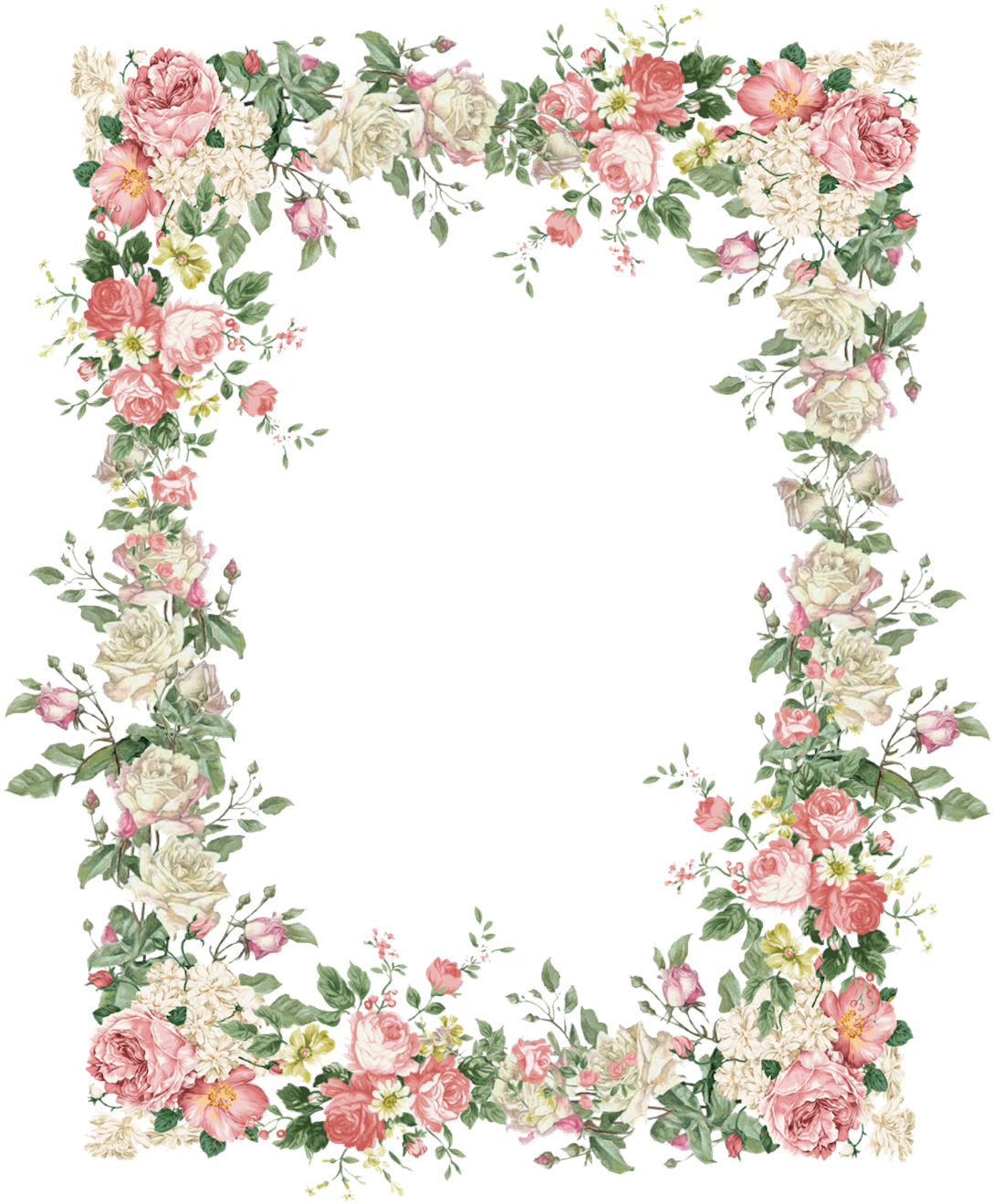 Floral Vintage Frame Design PNG image