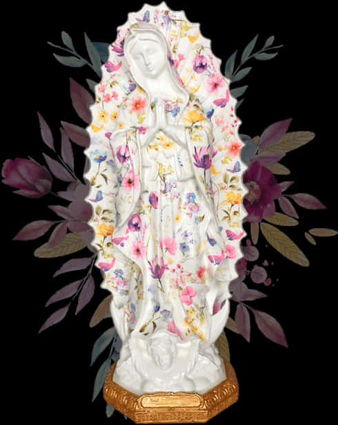 Floral Virgen De Guadalupe Statue PNG image