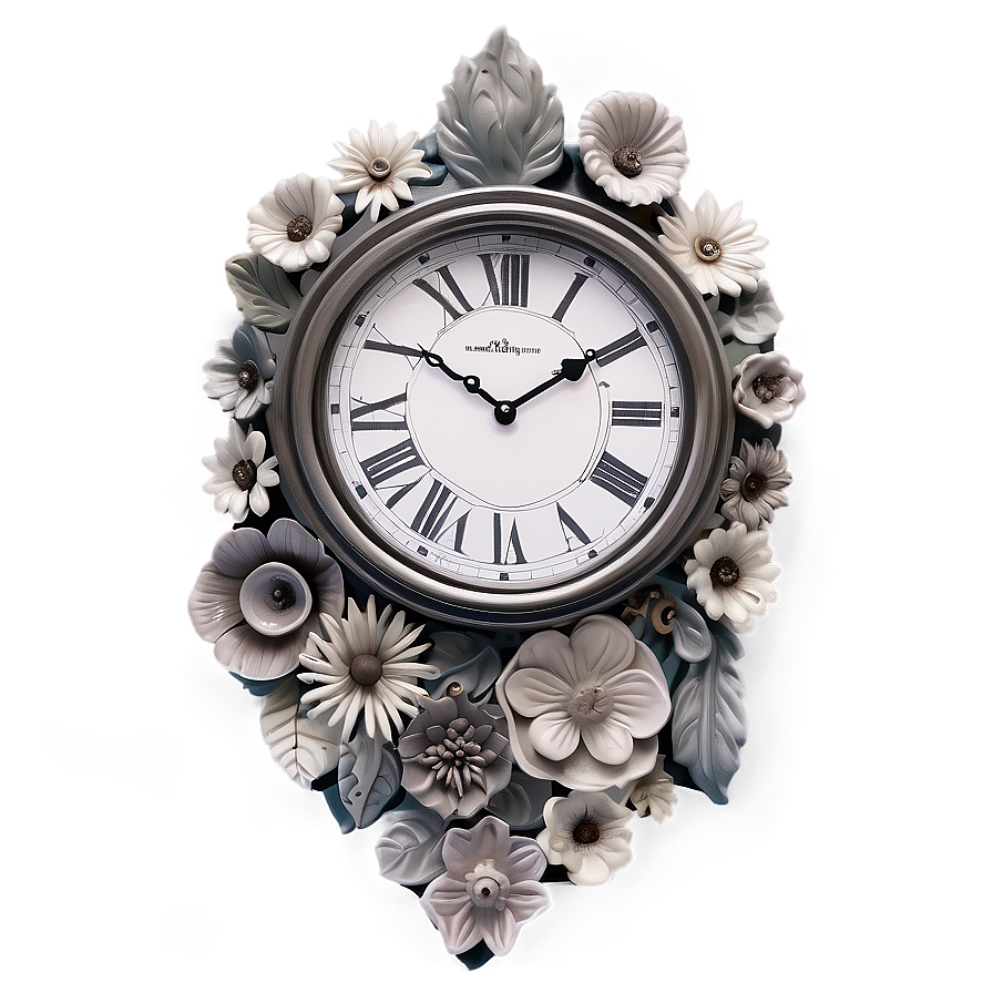 Floral Wall Clock Png Mpn PNG image