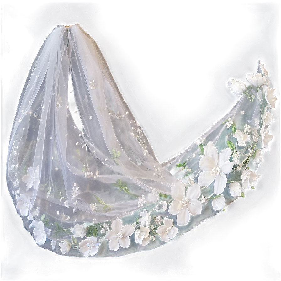 Floral Wedding Veil Png 06272024 PNG image