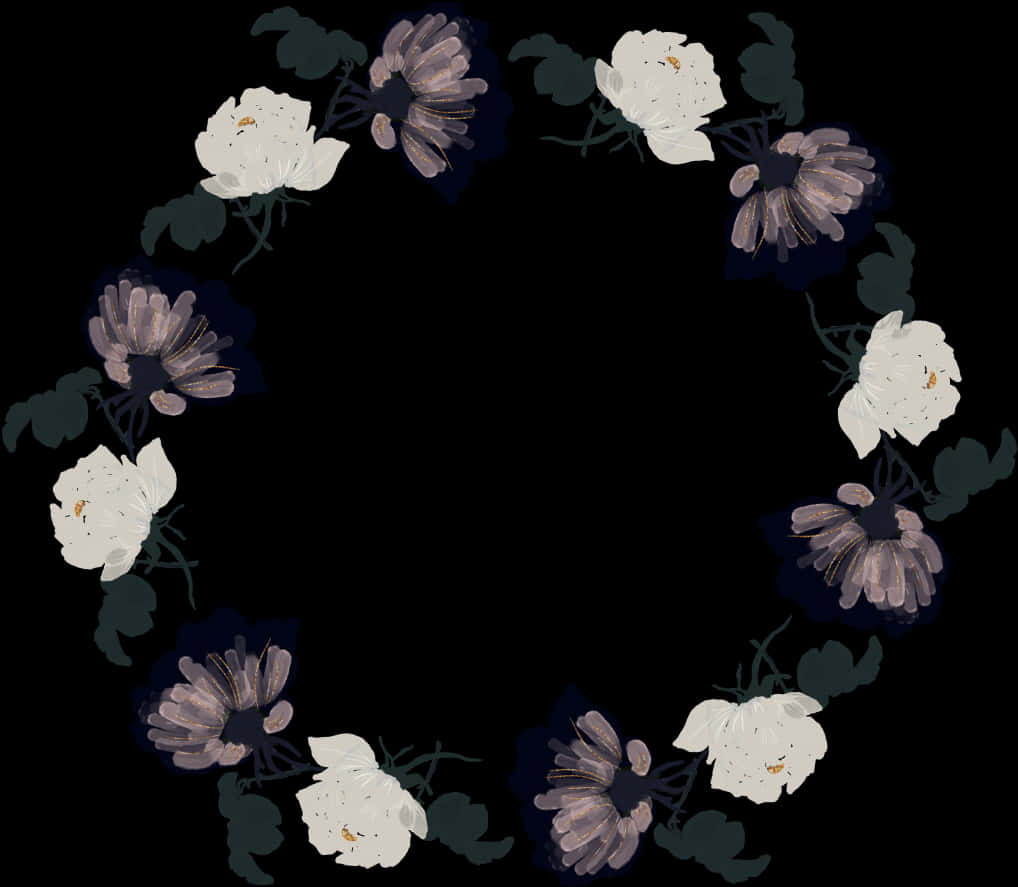 Floral Wreath Dark Background PNG image