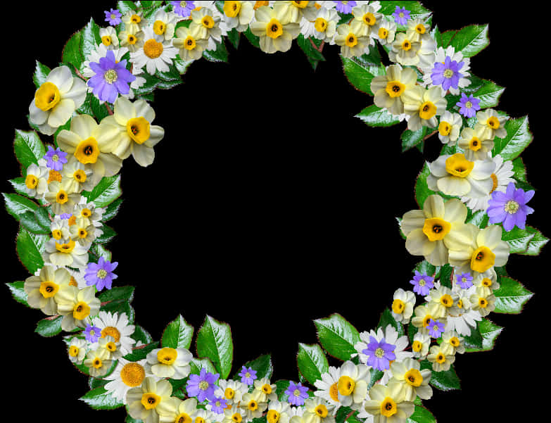 Floral Wreath Frame Design PNG image