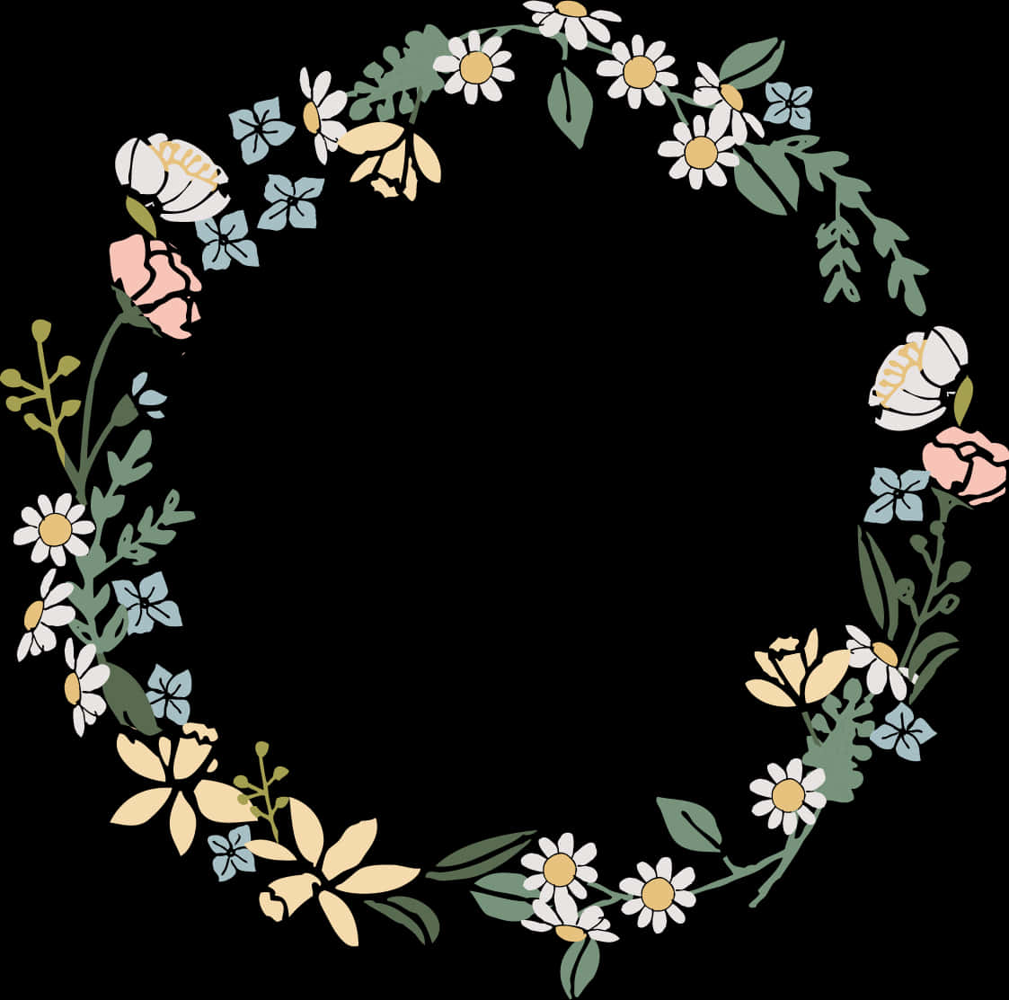 Floral_ Wreath_ Illustration_ Black_ Background.png PNG image