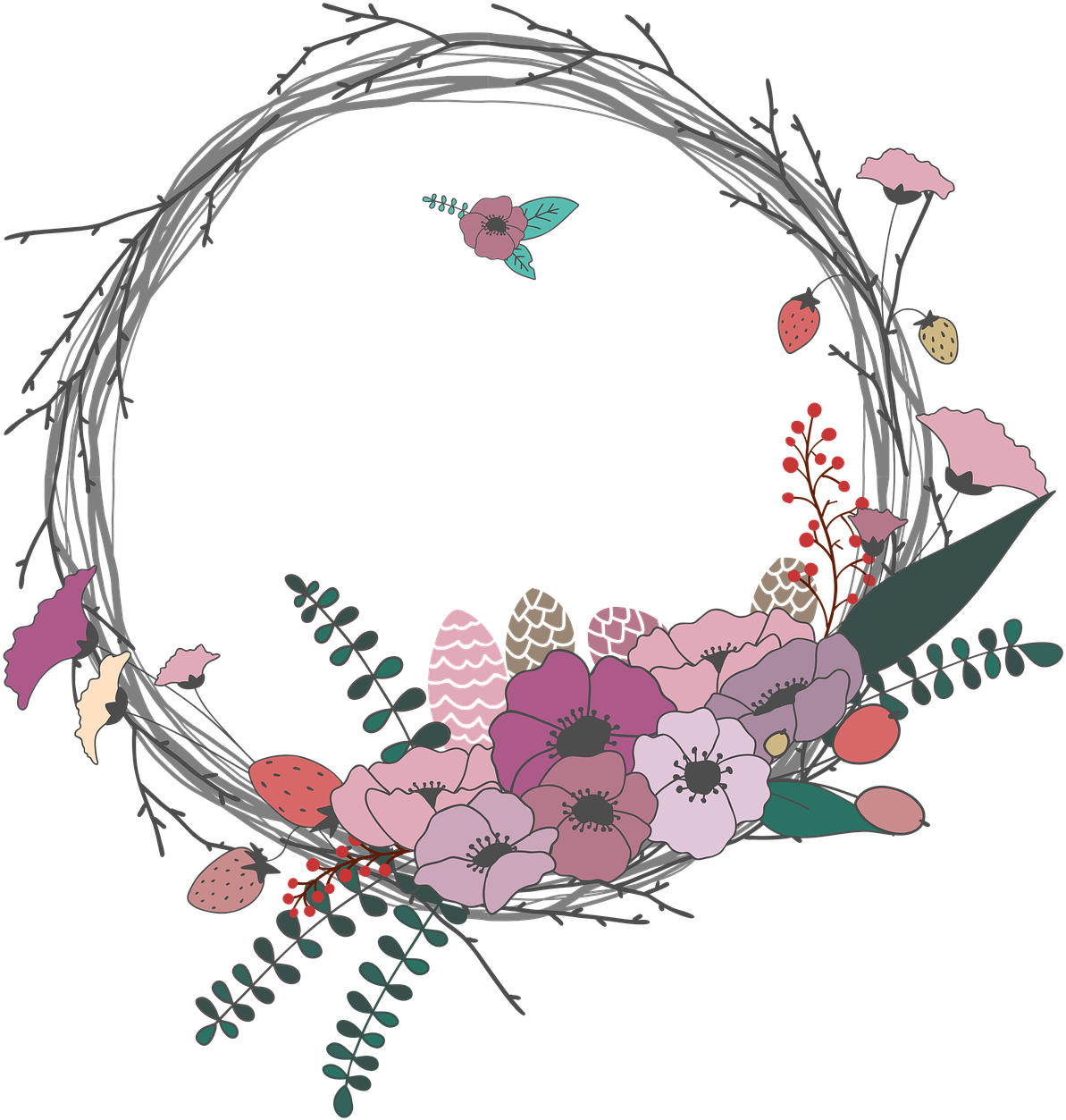 Floral Wreath Illustration PNG image