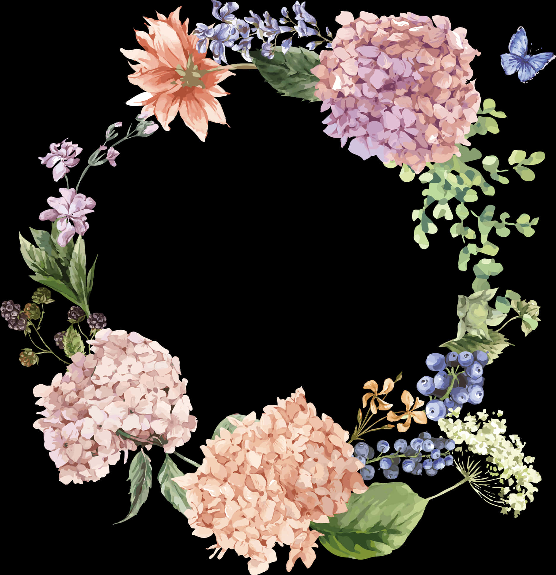 Floral_ Wreath_ Vector_ Art PNG image