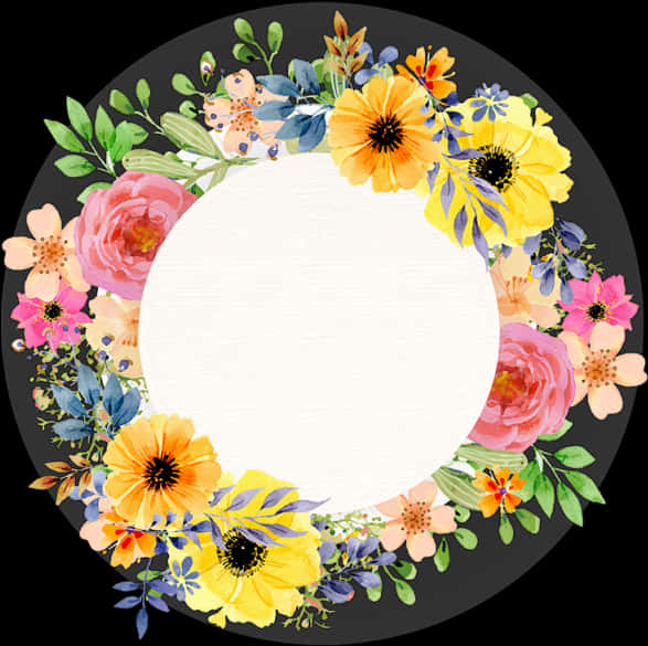 Floral Wreath Vintage Frame PNG image