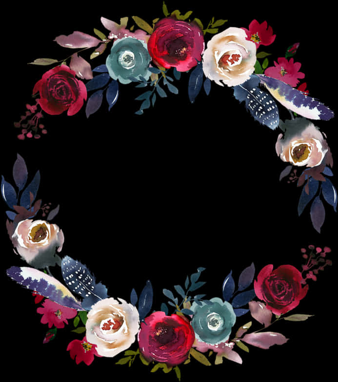 Floral Wreath Watercolor Design PNG image