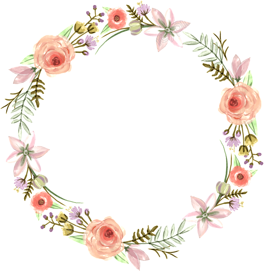 Floral Wreath Wedding Design Clipart PNG image