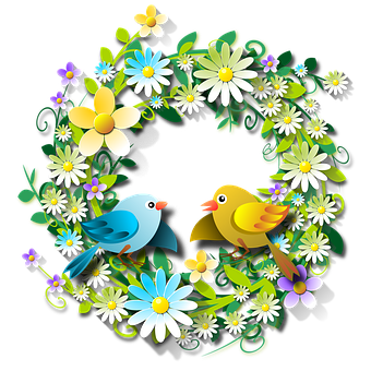Floral_ Wreath_with_ Birds_ Vector PNG image