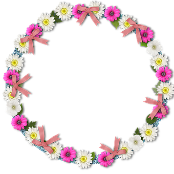 Floral_ Wreath_with_ Pink_ Bows PNG image