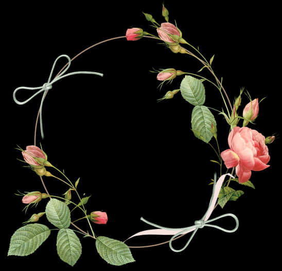 Floral_ Wreath_with_ Ribbon_ Accent PNG image