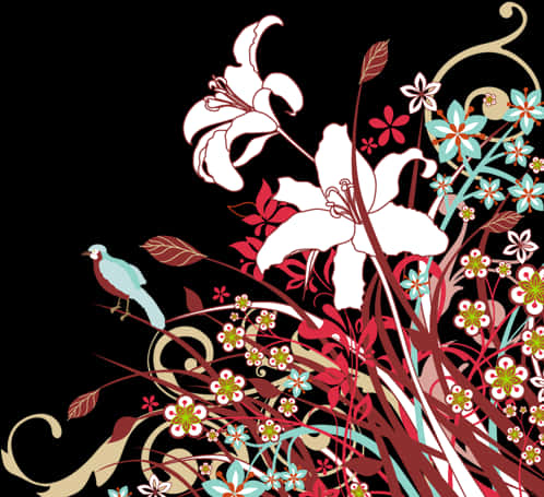 Floraland Bird Wedding Card Design PNG image
