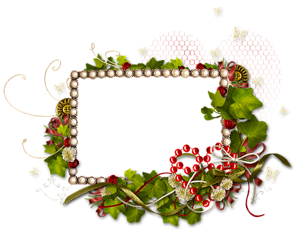 Floraland Pearl Decorative Frame PNG image