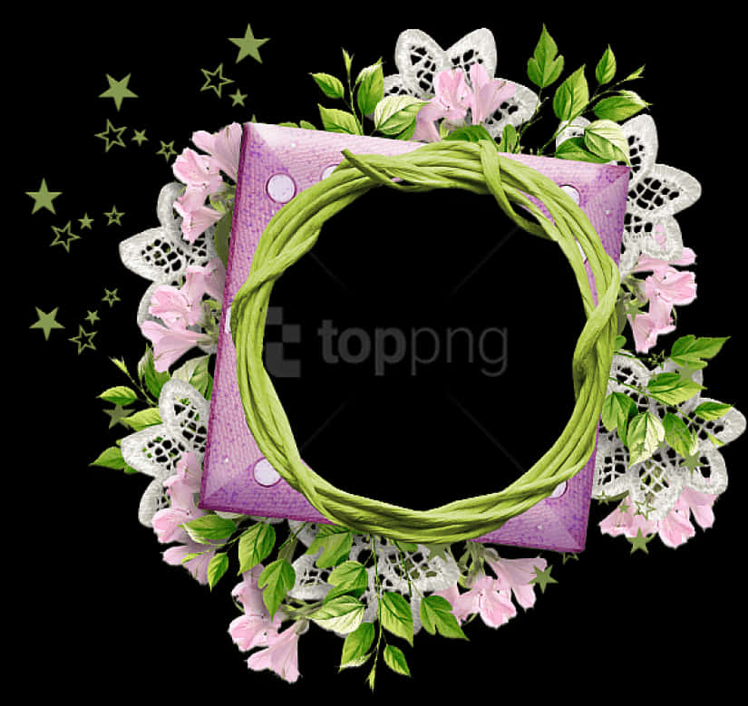 Floraland Stars Round Frame PNG image